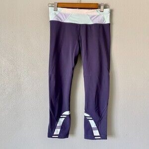 LULULEMON Run Crop Inspire Midnight Blue and Paste Running Leggings Women's 6